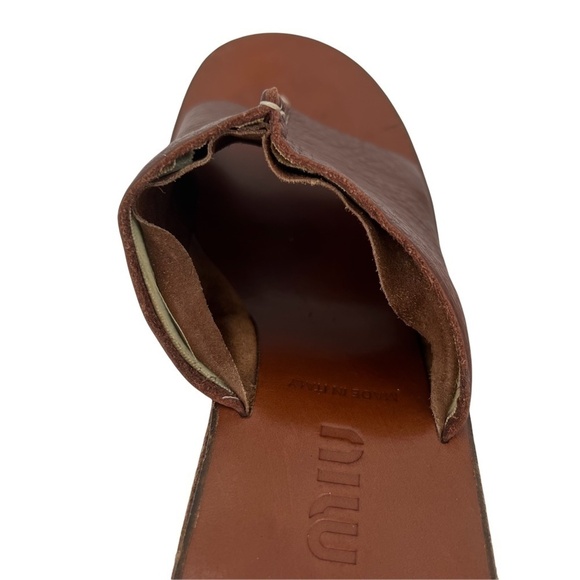 MIU MIU Cork Brown Wedge Platform Sandals Size 39 1/2 Women’s - Picture 14 of 14